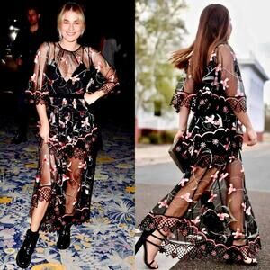 Alice McCall Marigold Sheer Black Sugar Plum Floral Maxi Dress Black Size 0